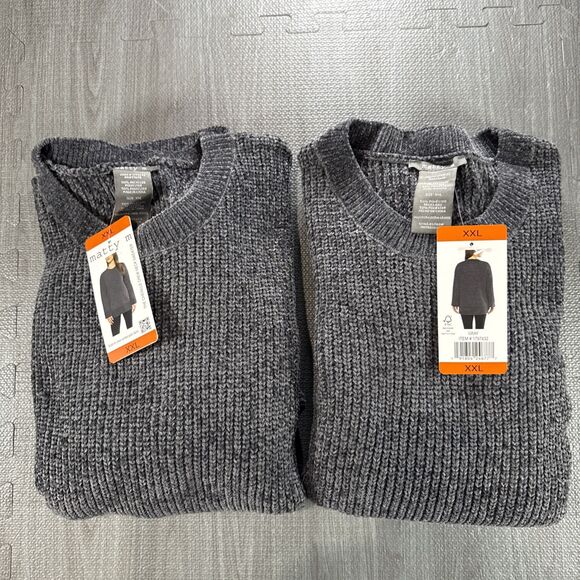 Matty M Sweaters - Matty M 2 Women's Chenille Crew Neck Sweater Wide Sleeves, XXL, Gray